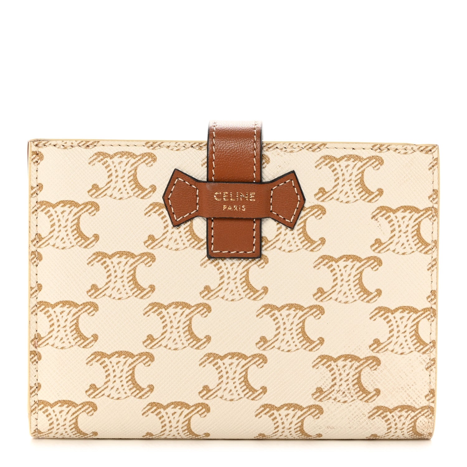 Celine Canvas Triomphe Medium Strap Wallet White 1 of 13