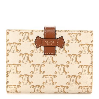 Celine Canvas Triomphe Medium Strap Wallet White 1 of 13