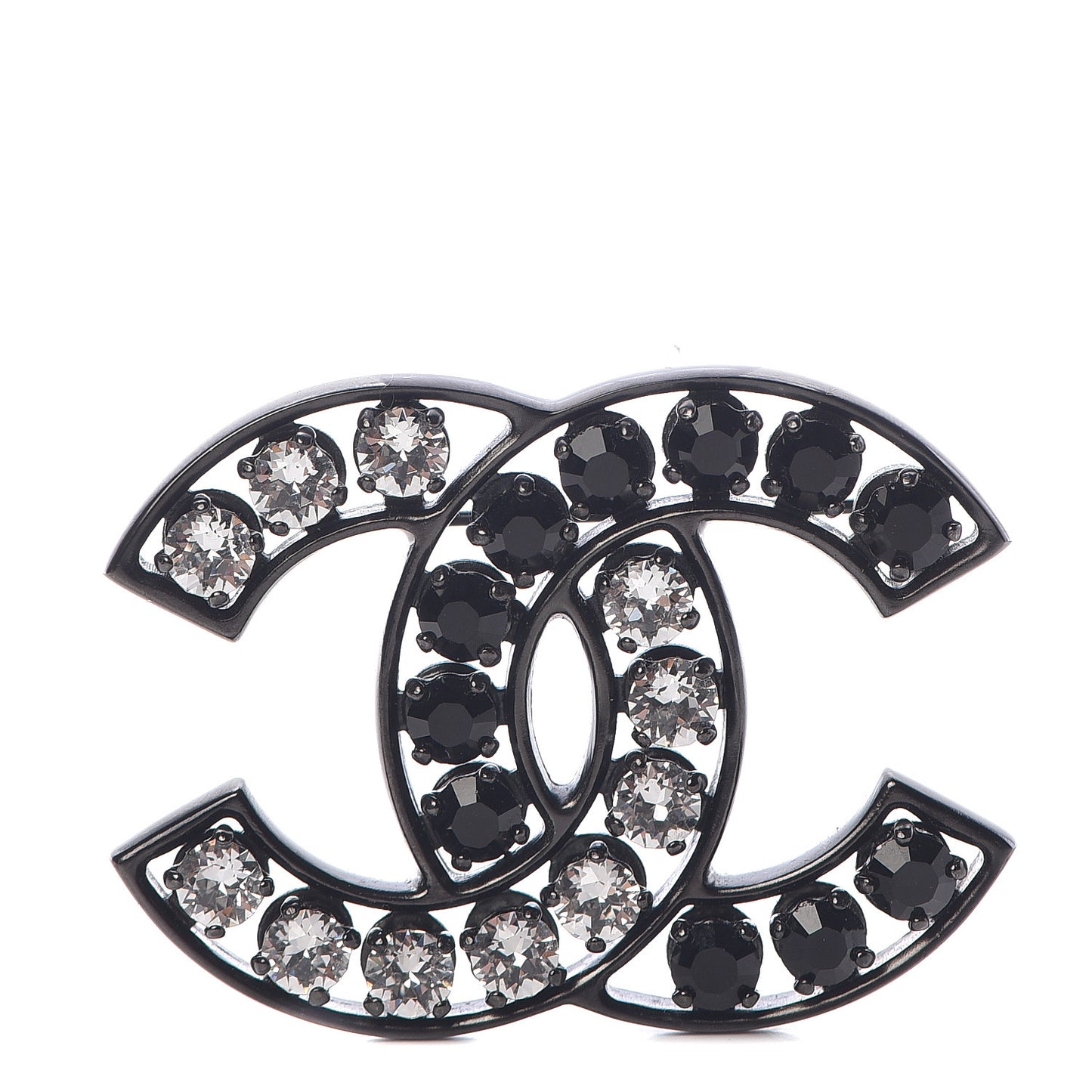 Ruthenium Crystal CC Brooch Black