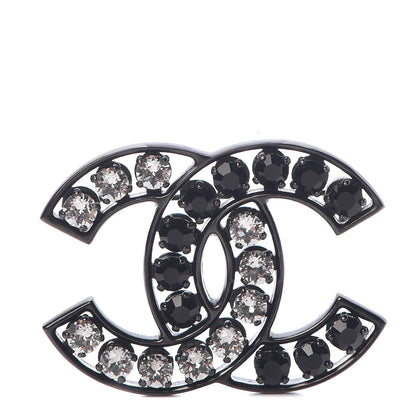 Chanel Ruthenium Crystal CC Brooch Black 1 of 5
