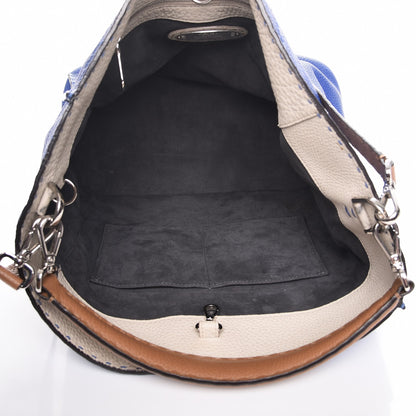 Fendi Cuoio Romano Selleria Tri-color Large Anna Bucket Bag Blue Neon 6 of 8