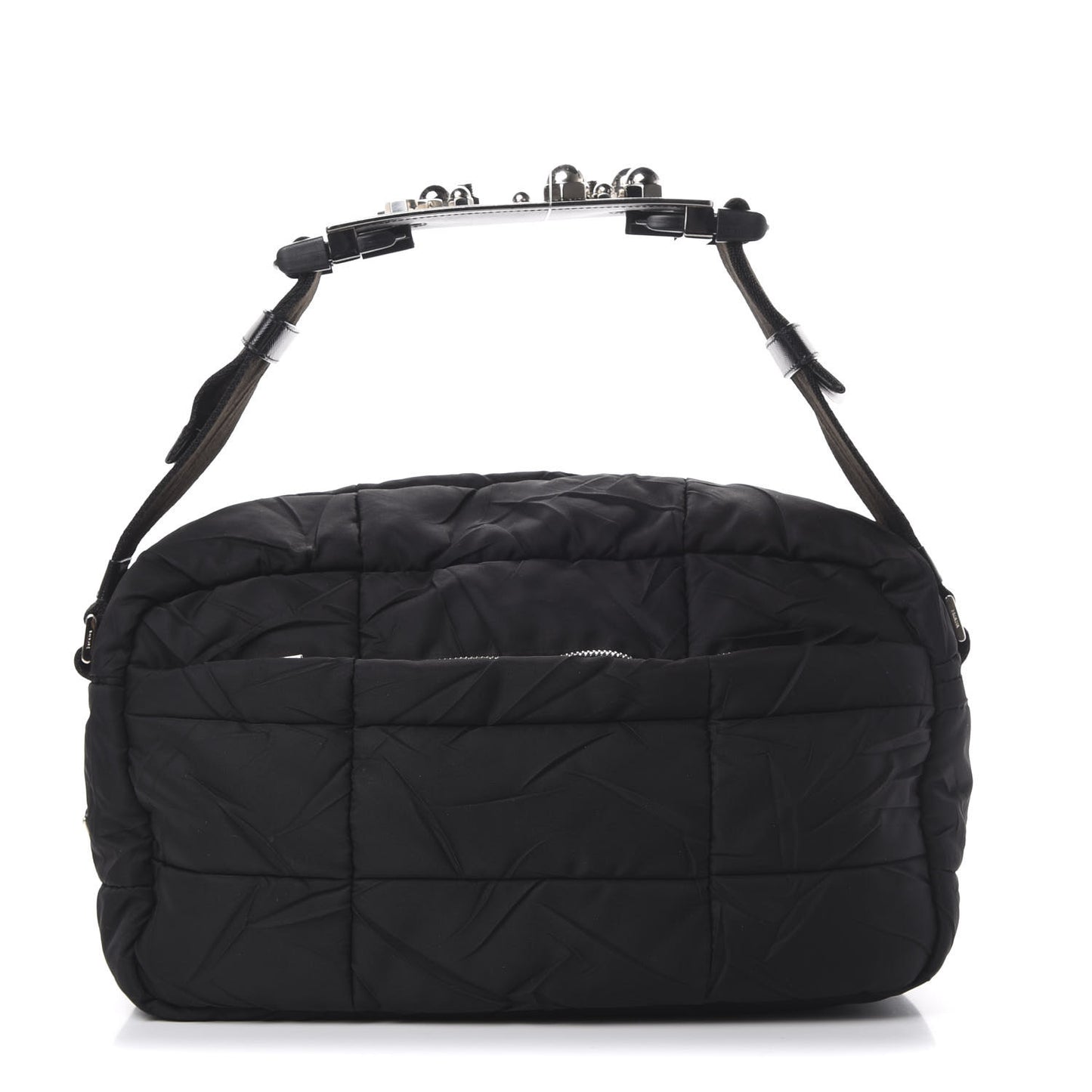Nylon Tessuto Impuntu Quilted Shoulder Bag Black