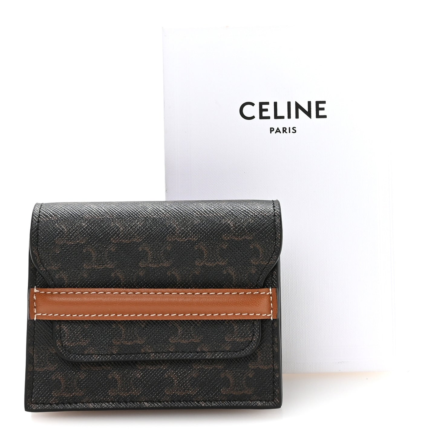 Triomphe Canvas Business Card Holder Tan