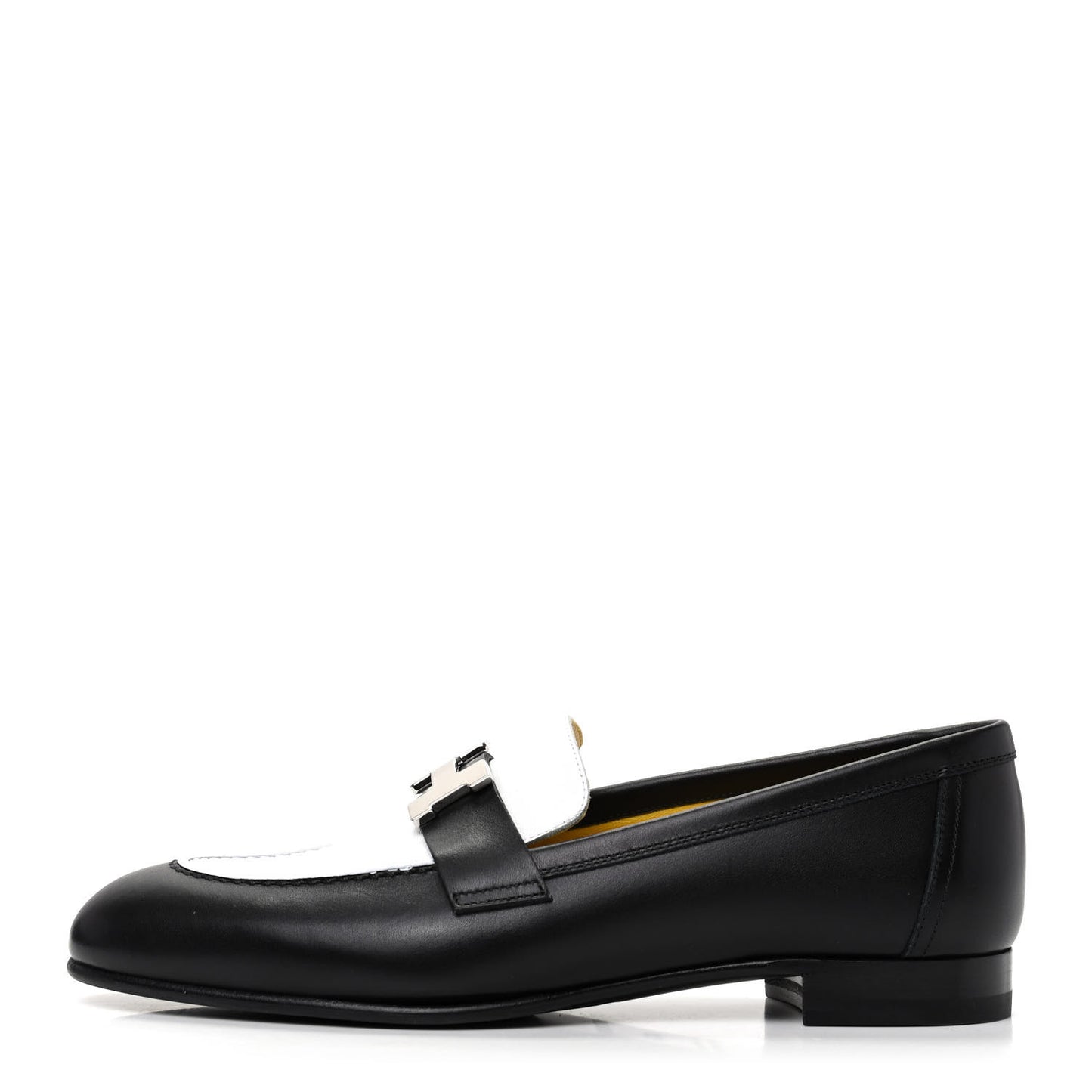 Calfskin Womens Paris Loafers 36.5 Black White