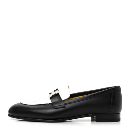 Hermes Calfskin Womens Paris Loafers 36.5 Black White 1 of 10