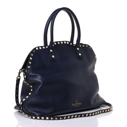 Valentino Garavani Vitello Rockstud Dome Satchel Marine 2 of 4