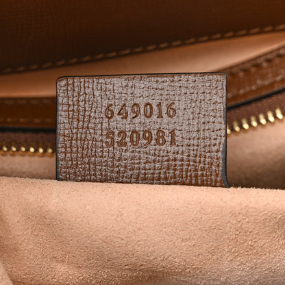 Gucci GG Supreme Monogram Azalea Calfskin Web Medium Jackie 1961 Tote Beige Ebony Brown Sugar 7 of 12