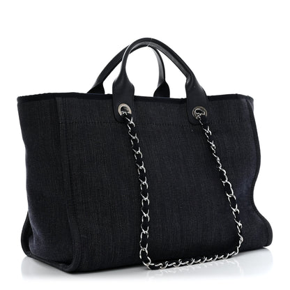 Chanel Denim Medium Deauville Tote Dark Blue 3 of 19