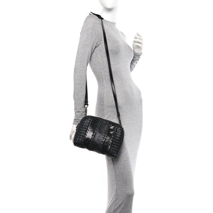 Bottega Veneta Nappa Intrecciato Snakeskin Crossbody Pillow Messenger Black 2 of 10