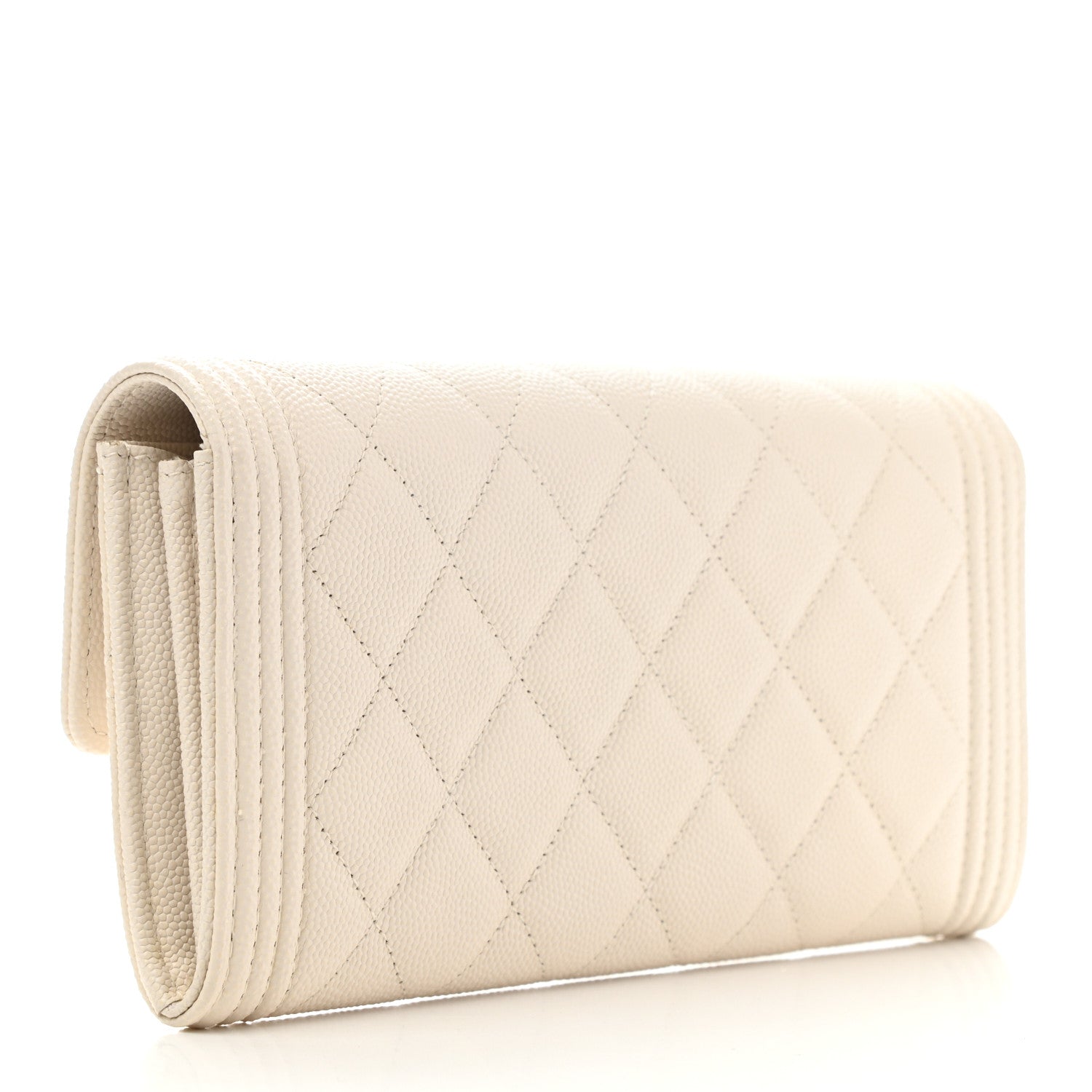 Chanel Caviar Quilted Large Boy Gusset Flap Wallet White 3 of 12