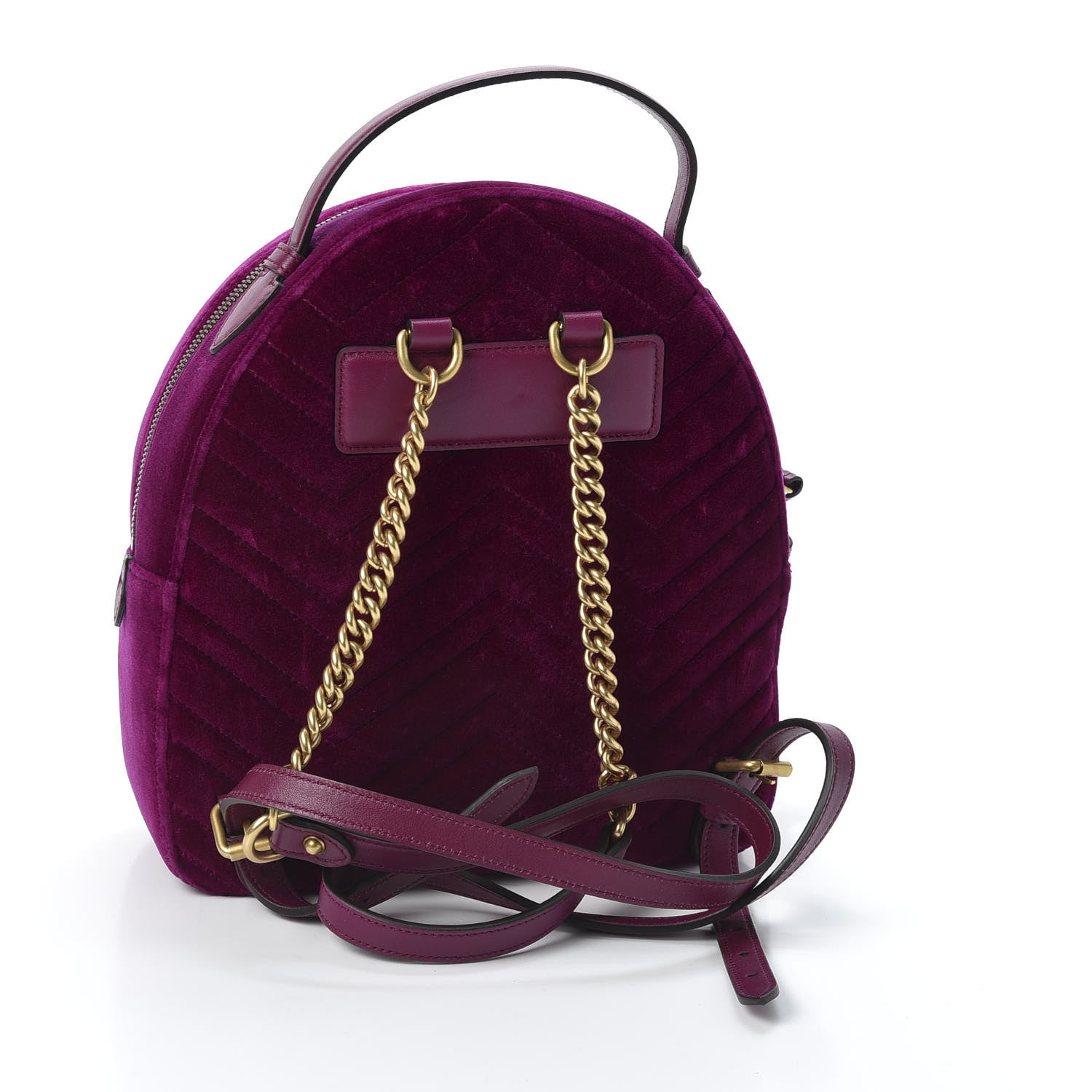 Gucci Velvet Matelasse GG Marmont Dome Backpack Fuchsia Violet Cyclamen 2 of 9