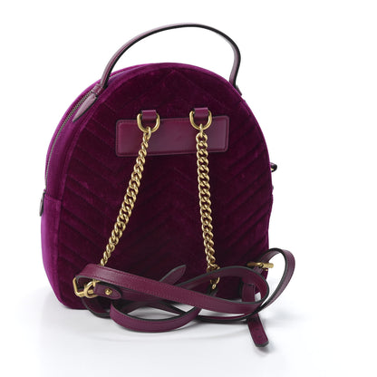 Gucci Velvet Matelasse GG Marmont Dome Backpack Fuchsia Violet Cyclamen 2 of 9