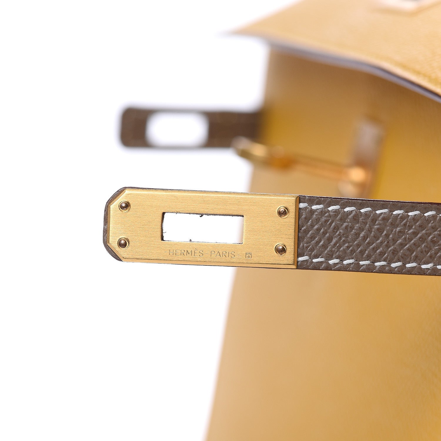 Hermes Epsom Horseshoe Kelly Sellier 25 Jaune Ambre Etoupe 9 of 34