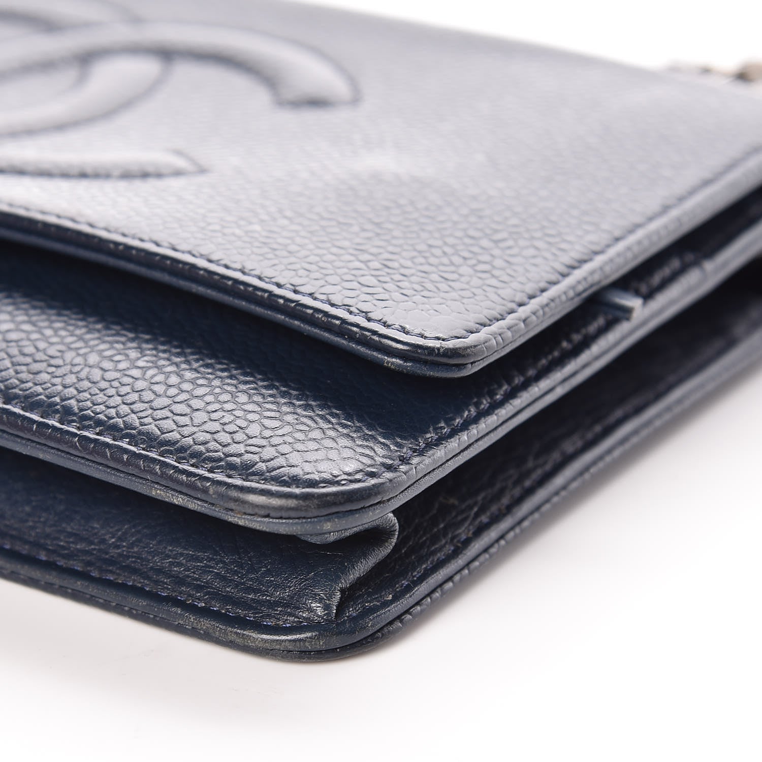Chanel Caviar Timeless CC Wallet On Chain WOC Navy Blue 11 of 11