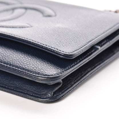 Chanel Caviar Timeless CC Wallet On Chain WOC Navy Blue 11 of 11