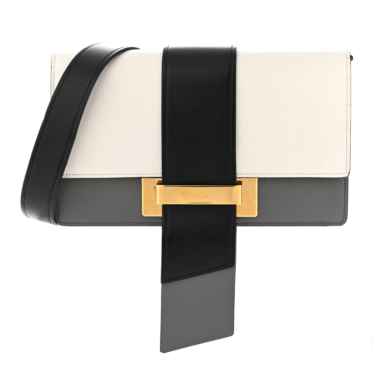 City Calf Ribbon Bag Black Marmo Bianco