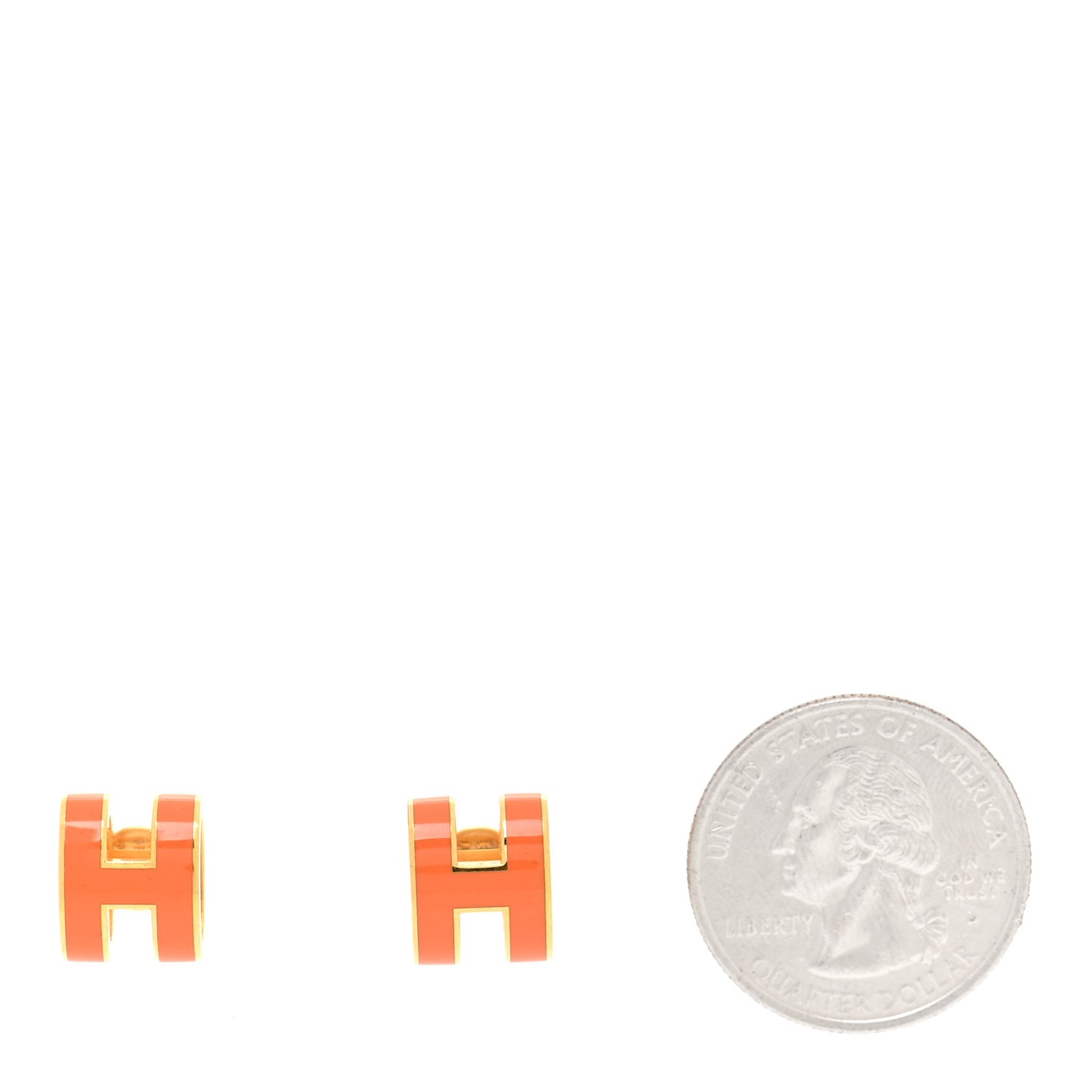 Gold Lacquered Pop H Earrings Orange