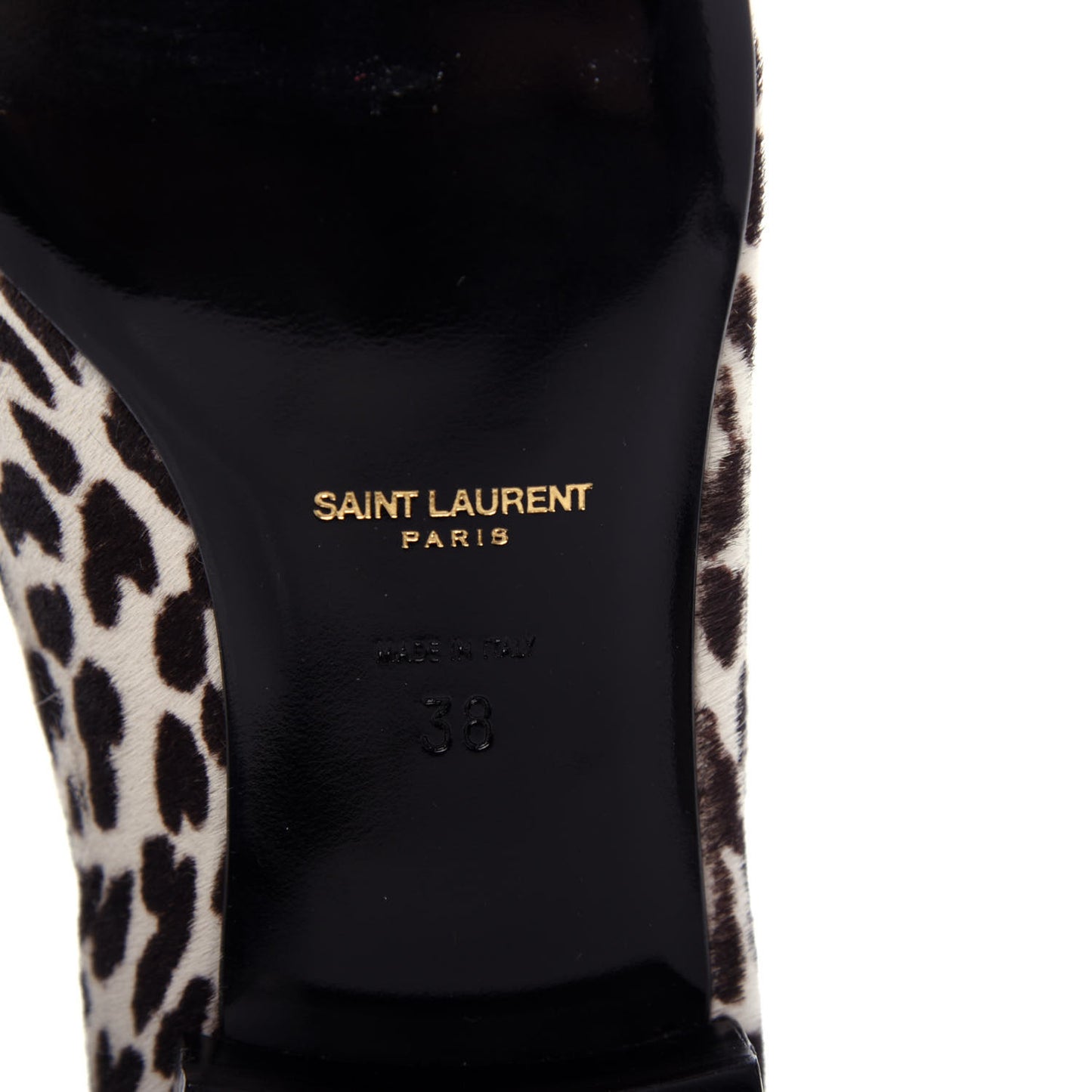 Calfskin Calf Hair Corda Snow Leopard Slipper 38 Black White