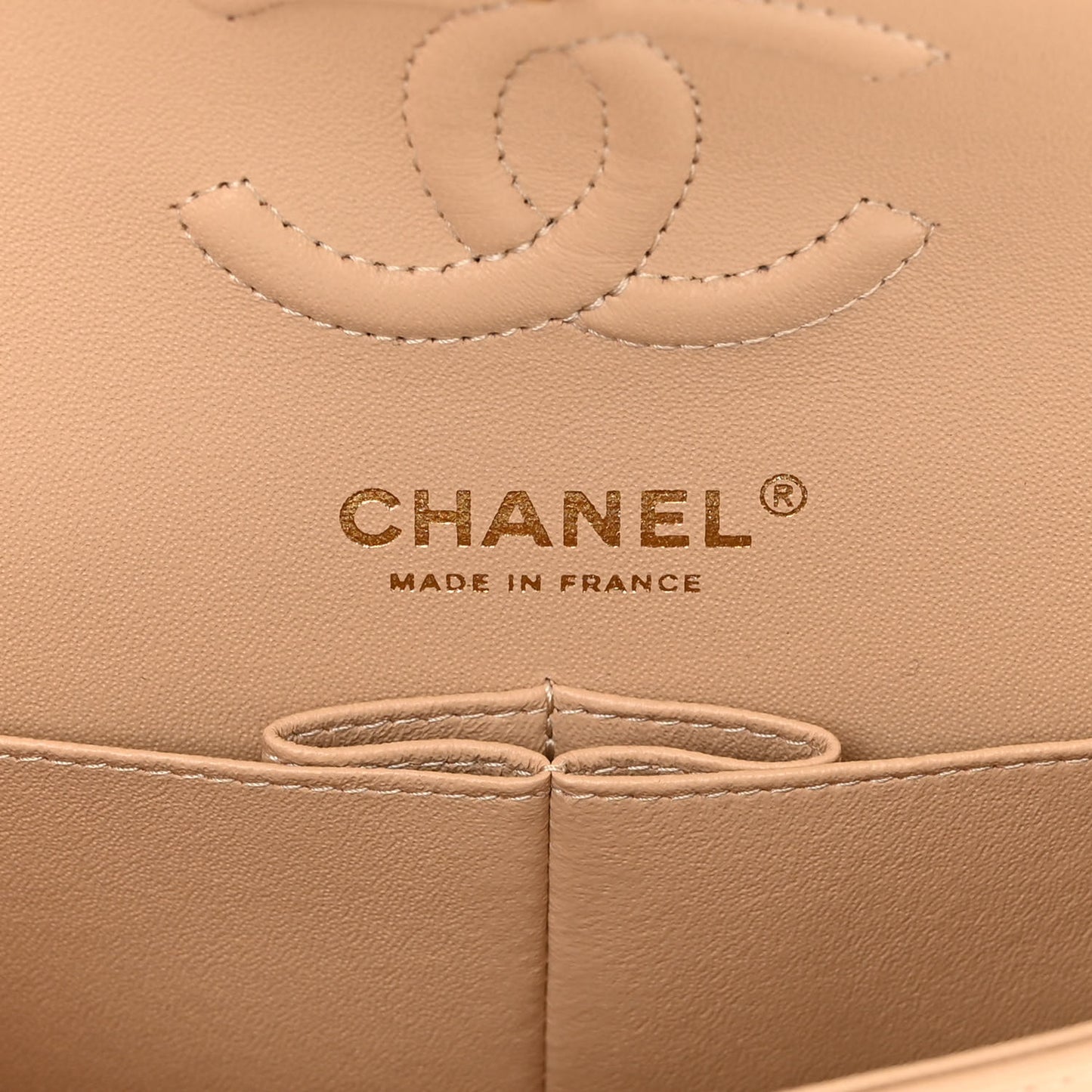 Lambskin Quilted Small Double Flap Beige