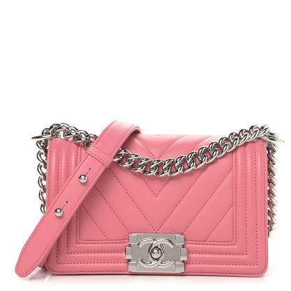Chanel Calfskin Chevron Quilted Small Boy Flap Pink 1 of 10