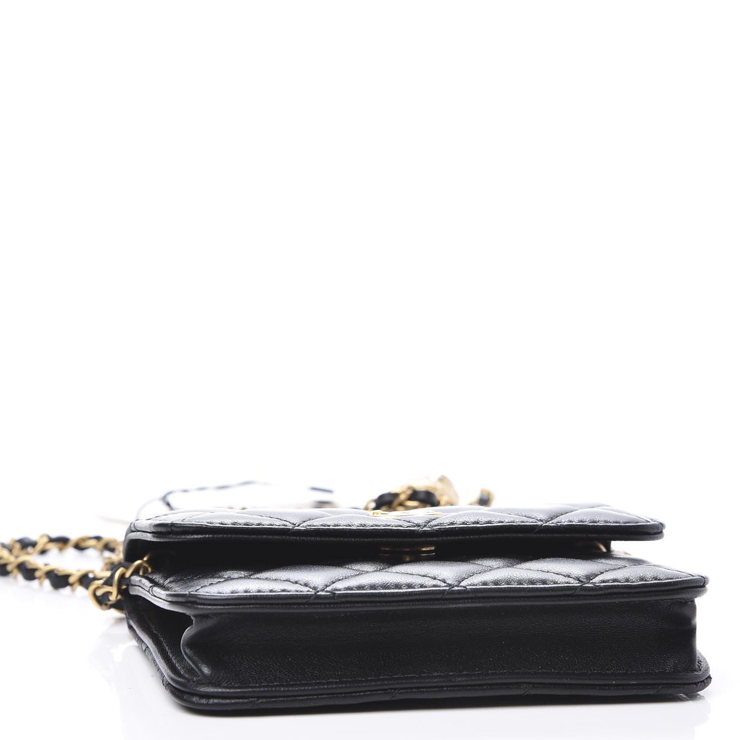 Chanel Lambskin Quilted Pearl Crush Clutch With Chain Black 3 of 12