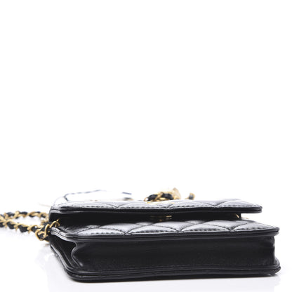Chanel Lambskin Quilted Pearl Crush Clutch With Chain Black 3 of 12