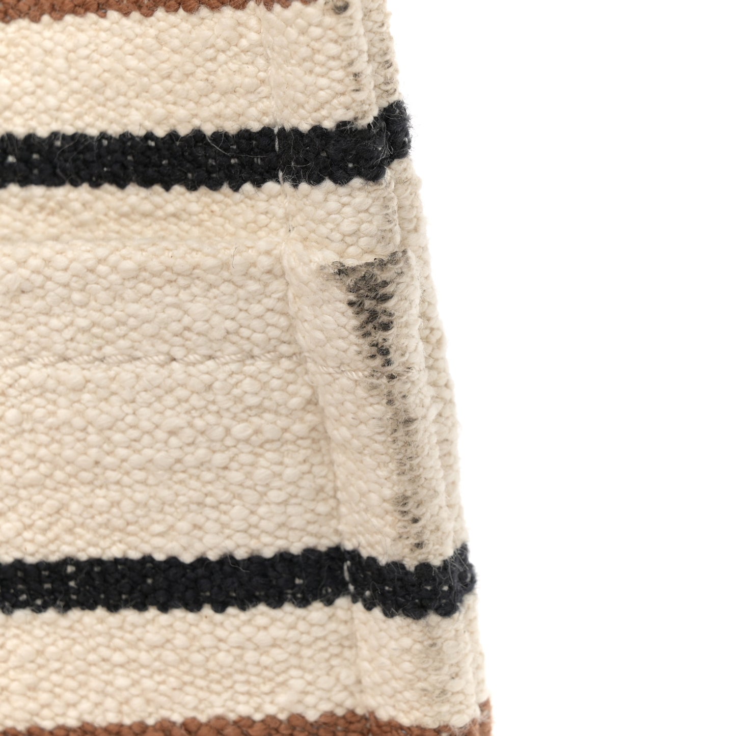 Jacquard Striped Large Cabas Thais White Brown