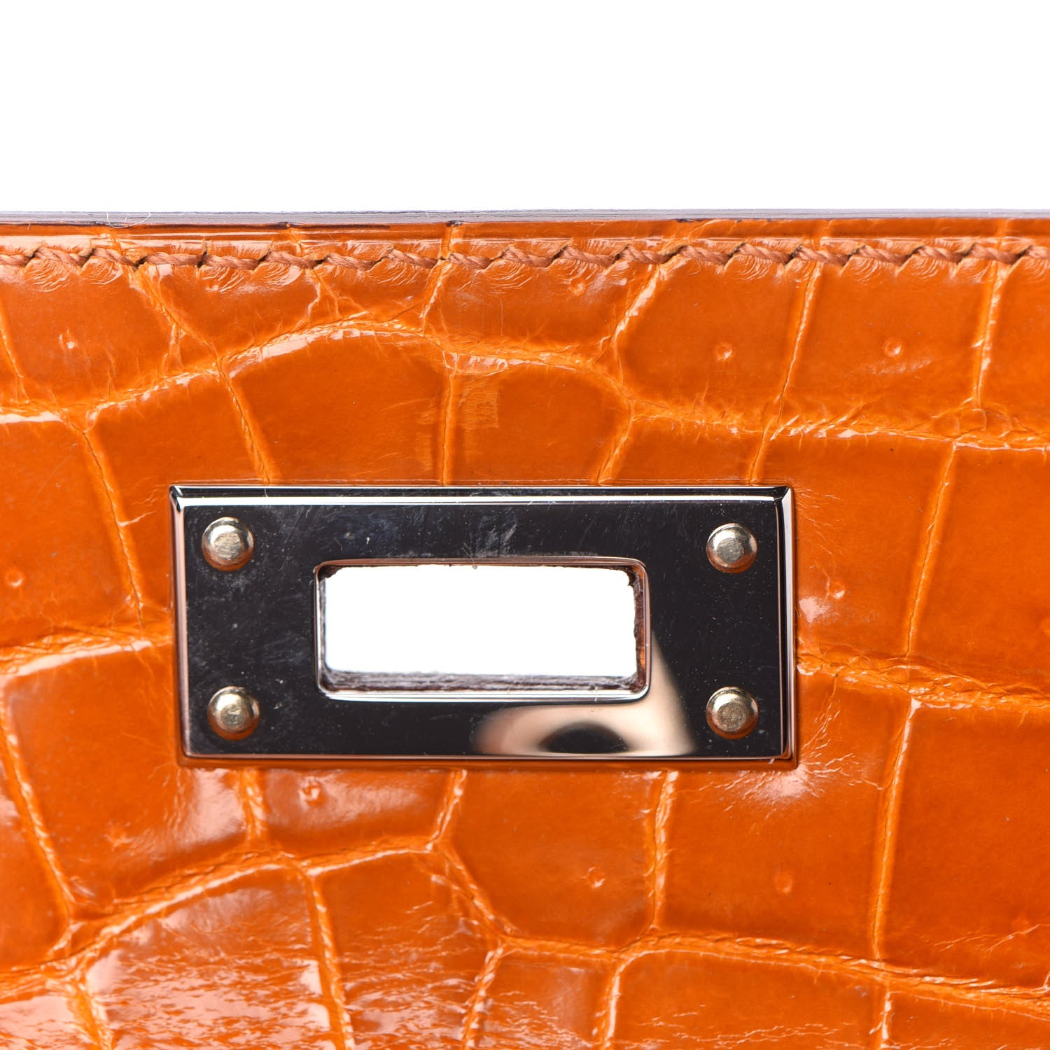 Hermes Shiny Niloticus Crocodile Kelly Cut Pochette Pain D'Epice 18 of 22