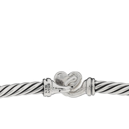 David Yurman Sterling Silver Diamond Cable Collectibles Heart Bracelet 3 of 4
