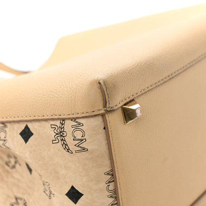 MCM Grained Calfskin Visetos Medium Sarah Hobo Latte Beige 9 of 13