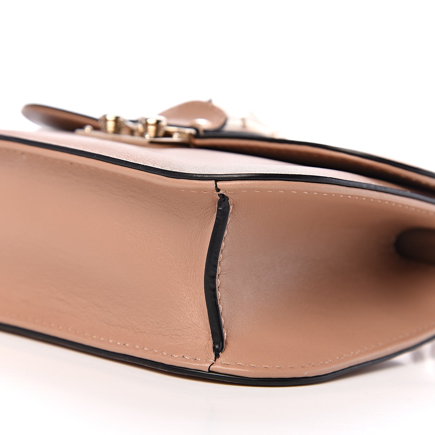 Vitello Small Glam Lock Rockstud Flap Soft Noisette