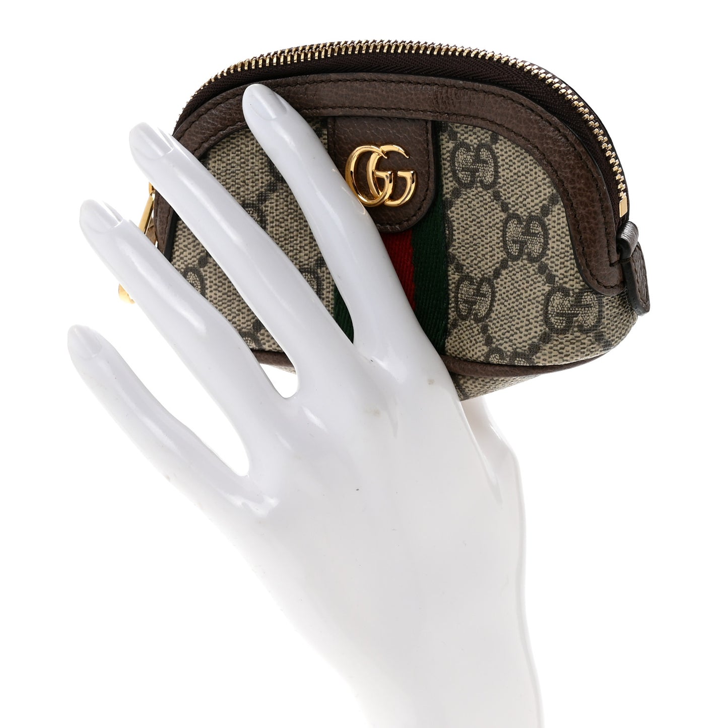 GG Supreme Monogram Web Ophidia Dome Key Pouch Beige New Acero