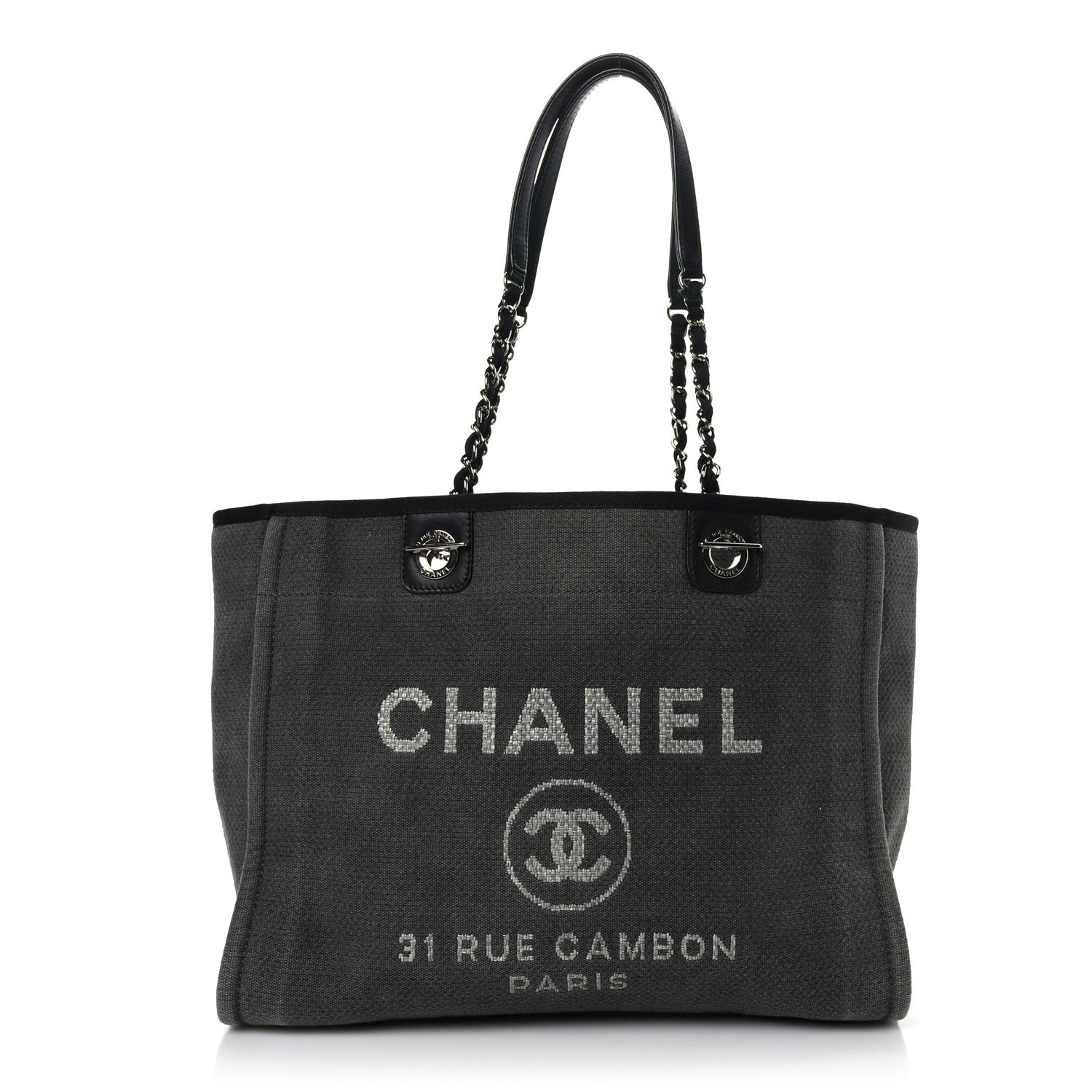 Chanel Canvas Small Deauville Tote Grey 1 of 9