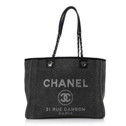 Chanel Canvas Small Deauville Tote Grey 1 of 9