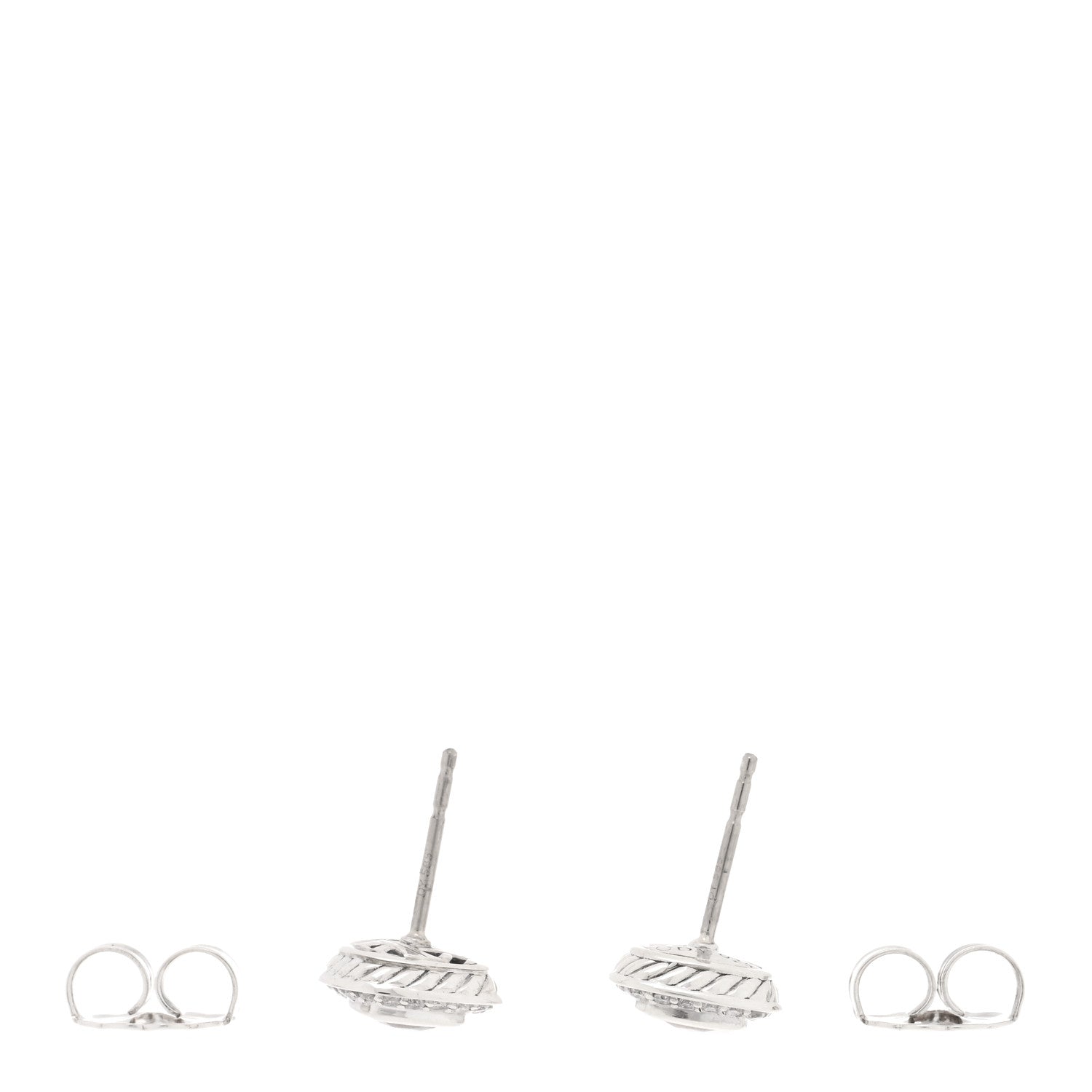 David Yurman Sterling Silver Diamond Morganite 5mm Petite Albion Earrings 3 of 4