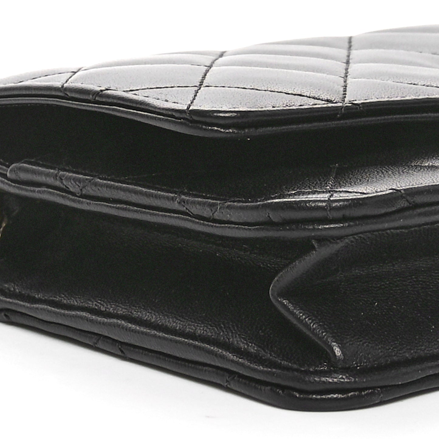 Lambskin Quilted Trendy CC Wallet On Chain WOC Black