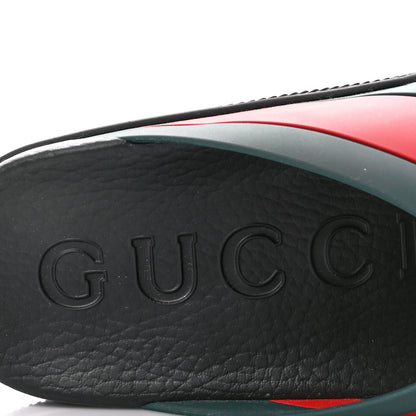 Gucci Rubber Web Womens Criss Cross Slide Sandals 41 Green Red 8 of 10