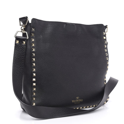 Valentino Garavani Pebbled Calfskin Large Rockstud Flip-Lock Messenger Bag Black 3 of 11