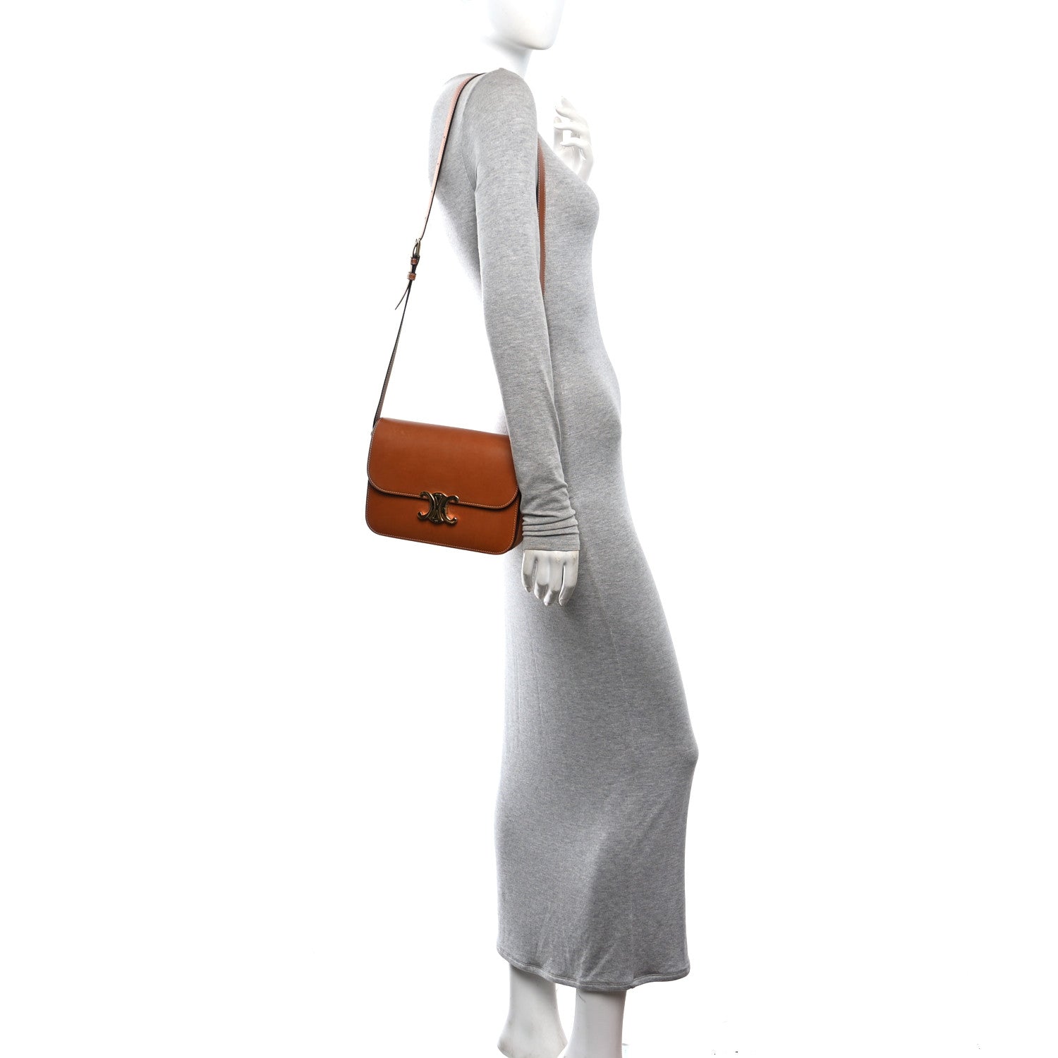Celine Natural Calfskin Medium Triomphe Tan 2 of 11