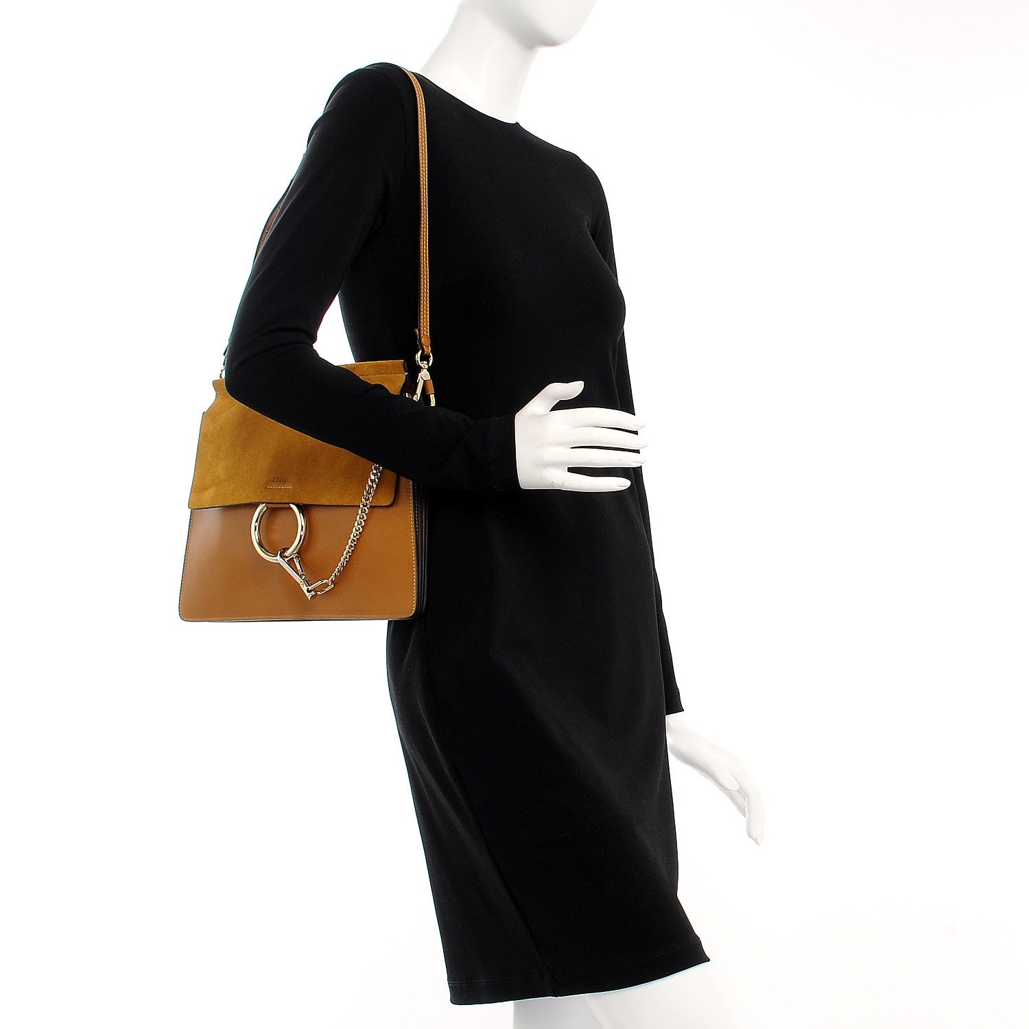 Chloe Suede Calfskin Medium Faye Shoulder Bag Mustard Brown 2 of 8