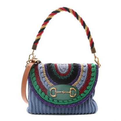 Gucci Cotton Crochet Garden Horsebit 1955 Shoulder Bag Purple Multicolor 1 of 11