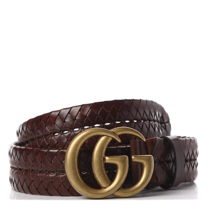 Gucci Calfskin Braided Double G 40mm Belt 90 36 Cuoio Bruciato 2 of 6