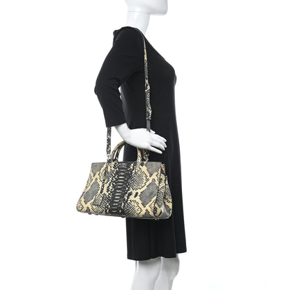 Saint Laurent Calfskin Snakesin Embossed Small Cabas Rive Gauche Black White 2 of 12