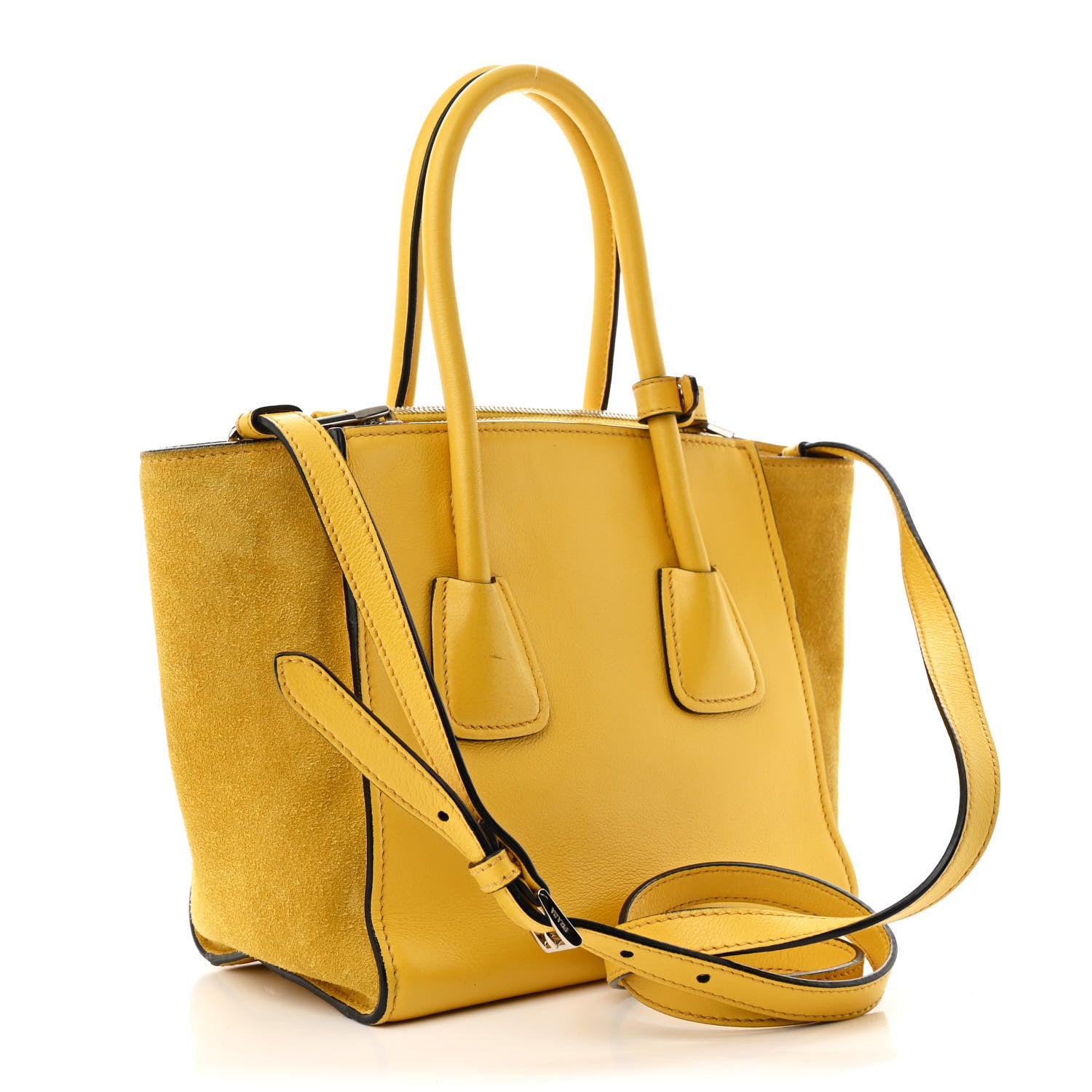 Prada Glace Calfskin Suede Twin Pocket Tote Sole 3 of 12