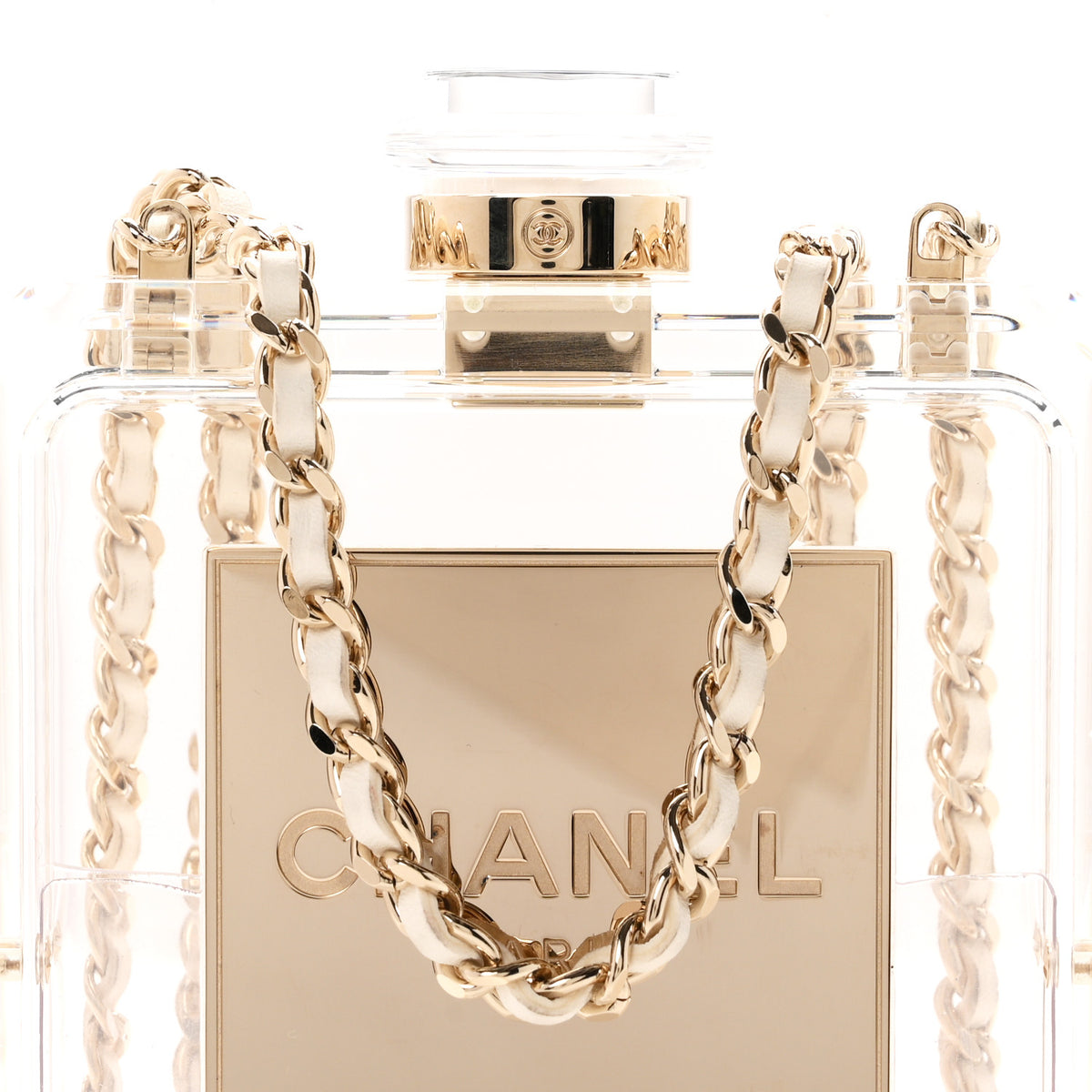 Transluscent Plexiglass Perfume Bottle Clutch