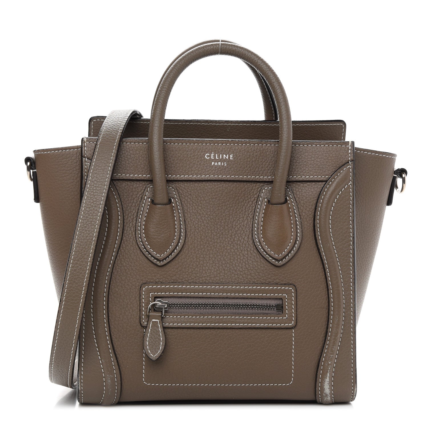 Celine Drummed Calfskin Nano Luggage Souris 1 of 20