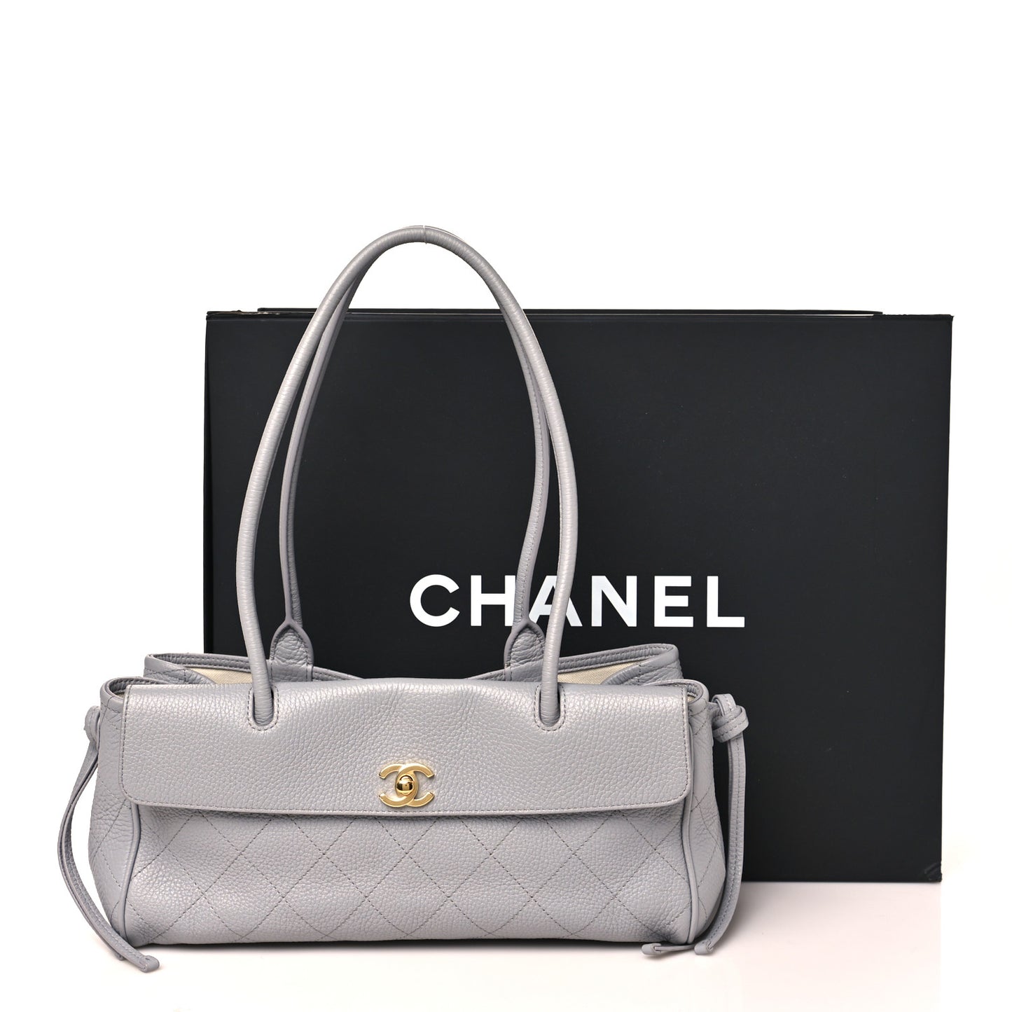 Grained Calfskin Urban Essentials Small Shopping Bag Grey