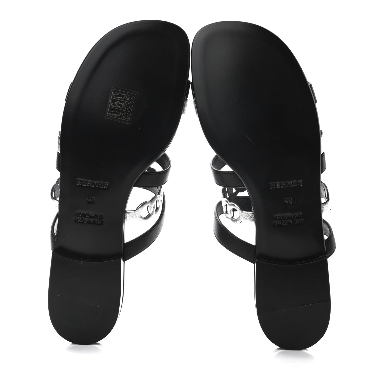 Nappa Amalfi Sandals 40 Black Gris Argente