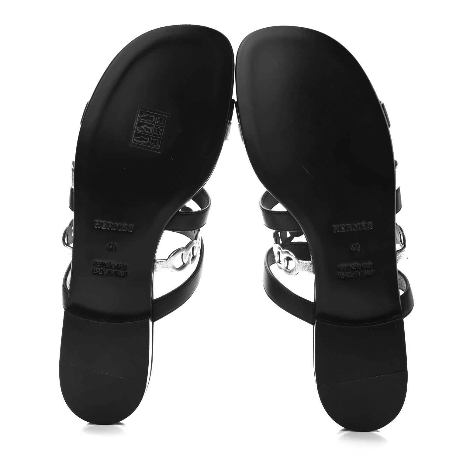 Hermes Nappa Amalfi Sandals 40 Black Gris Argente 5 of 8