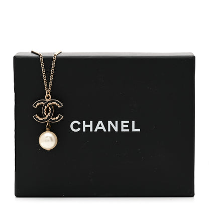 Chanel Enamel Pearl CC Baroque Drop Necklace Black Gold 6 of 6